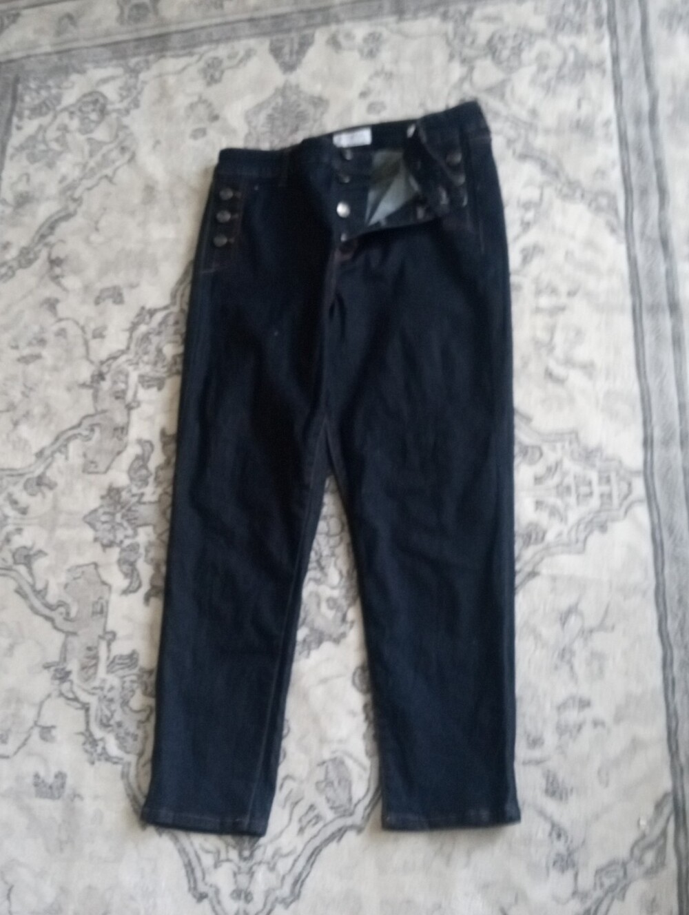 Women's Black High-Rise Button-Fly Jeans
